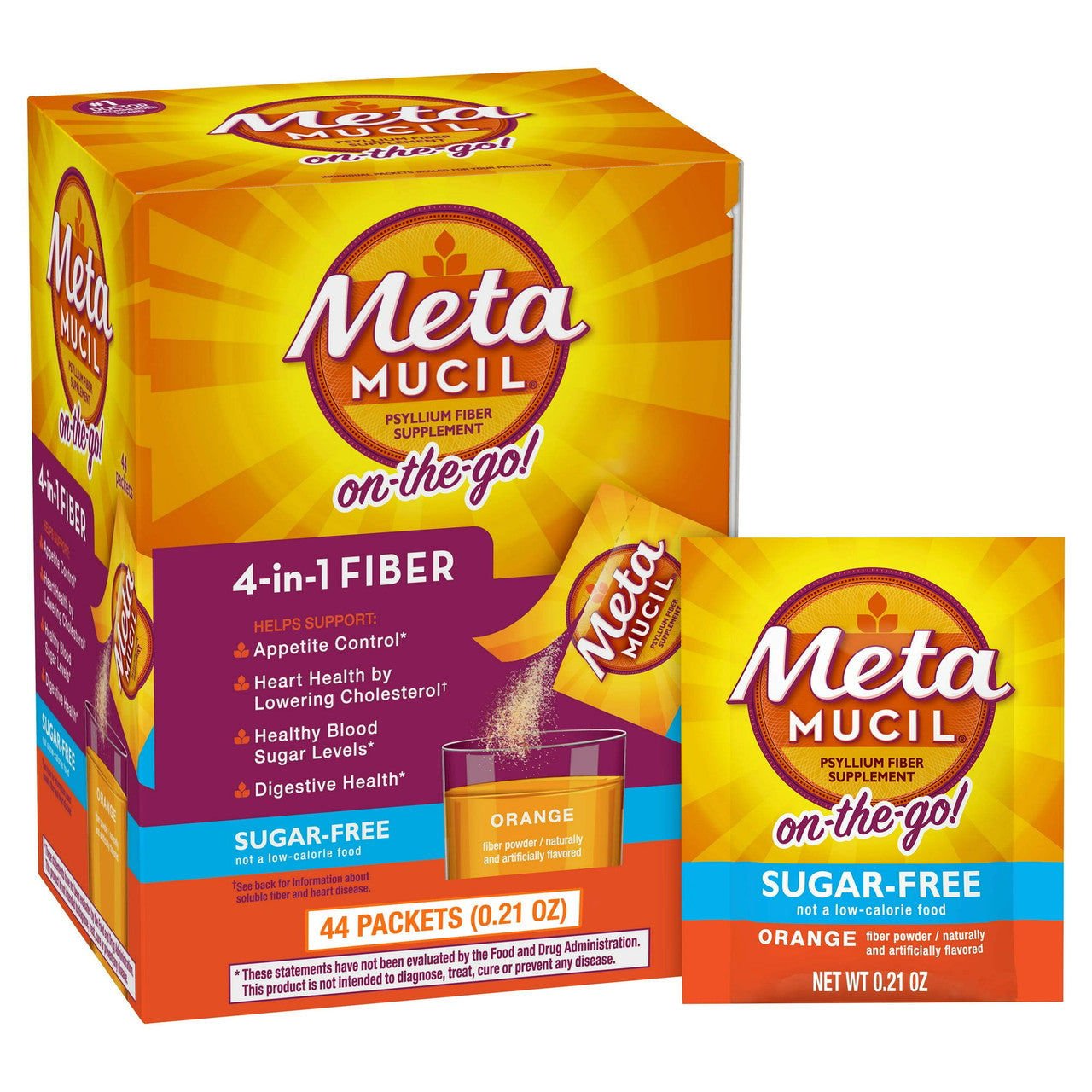 Metamucil Orange Sugar Free Smooth Texture Powder Packets - 44 Ea